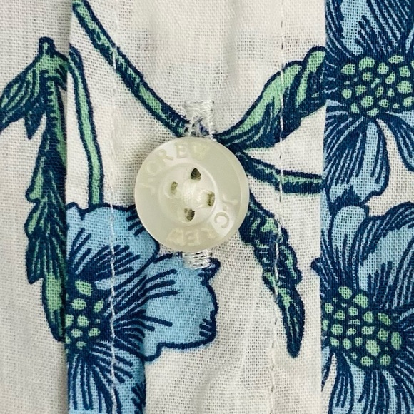 J. Crew blue and white floral print button front long sleeve shirt. Medium - Picture 2 of 7